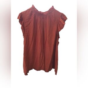 Chic Ruffle Sleeve Blouse - Rust